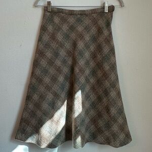 Vintage Plaid A-Line Wool Skirt
